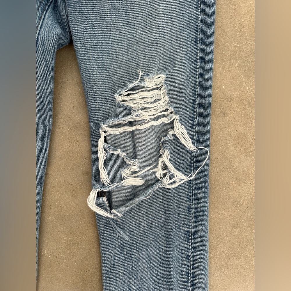 AGOLDE High Rise Straight Leg Jeans Distressed Denim 90s Style Women’s 24 - Picture 7 of 13